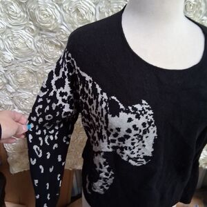 Catherine Malandrino Black and White Animal Print Sweatshirt